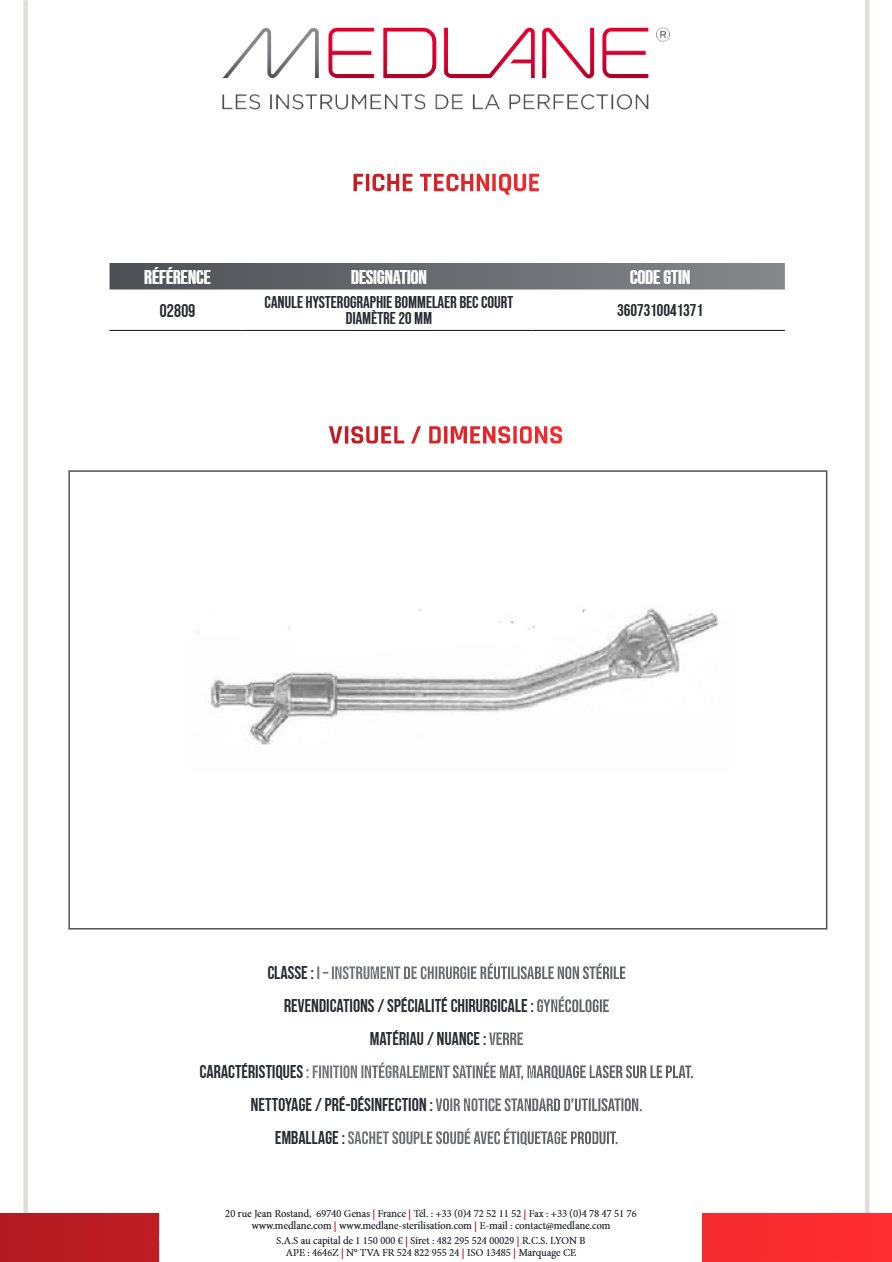Canule Hyster Bommelaer Bec Court Diamètre 20 mm — REF 02809