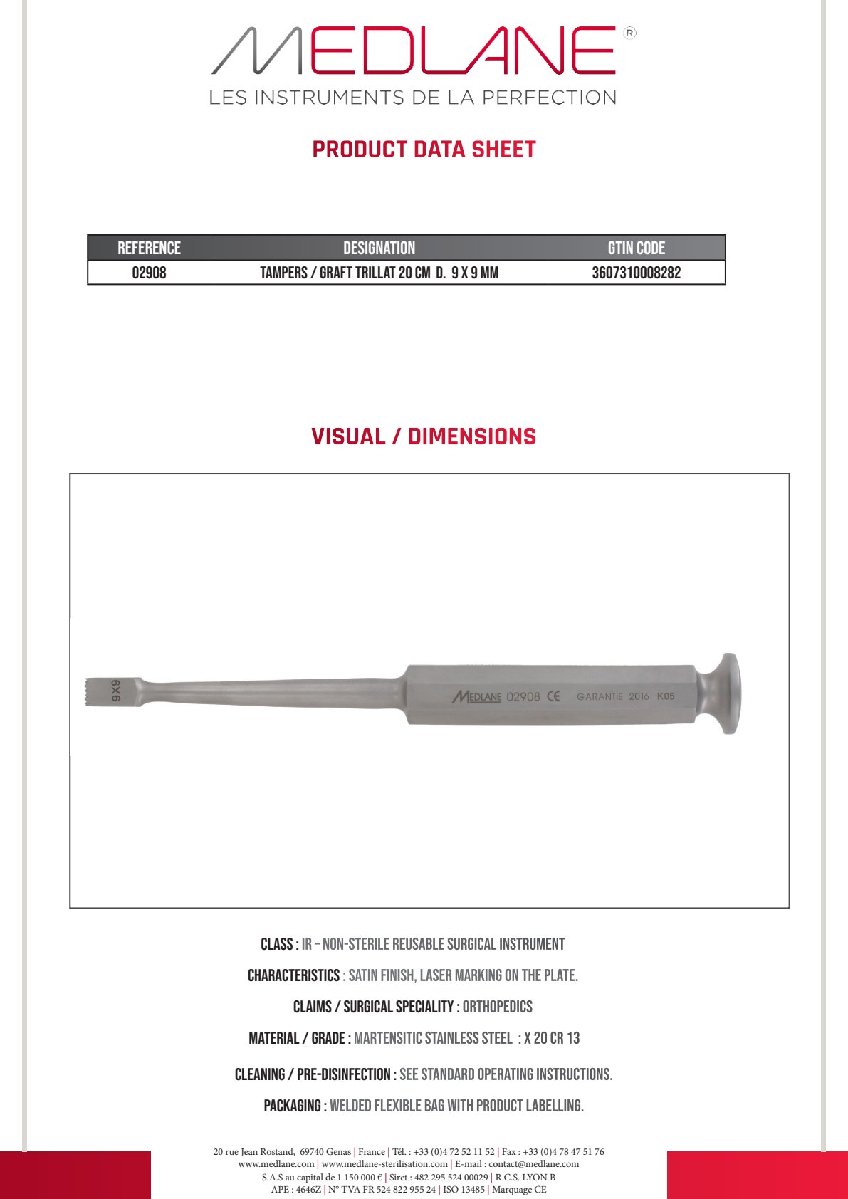 Chasse Greffons Trillat 200 mm Diamètre 9 X 9 — REF 02908P
