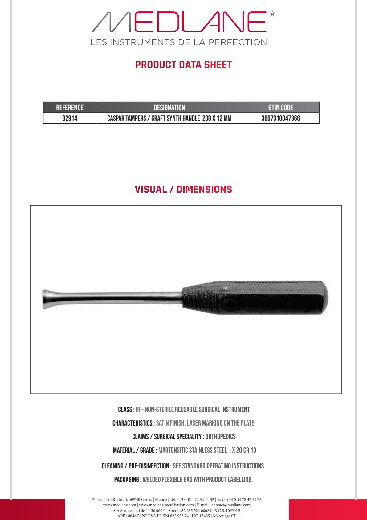Caspar Tampers / Graft Synth Handle 200 X 12 Mm — 02914