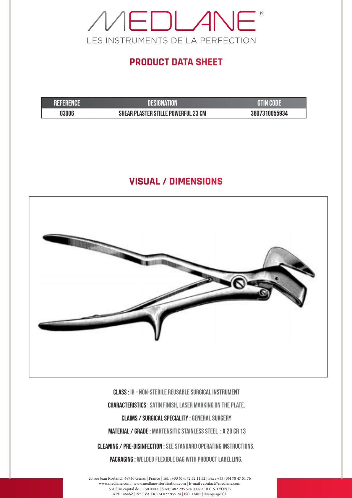 Cisaille Platre Stille Puissante 230 mm — REF 03006