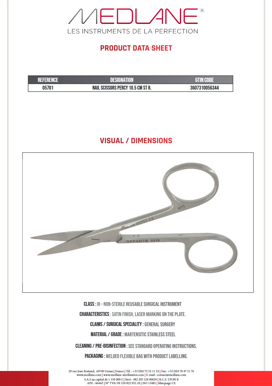 Ciseaux Ongles Percy 105 mm Droit — REF 05701P