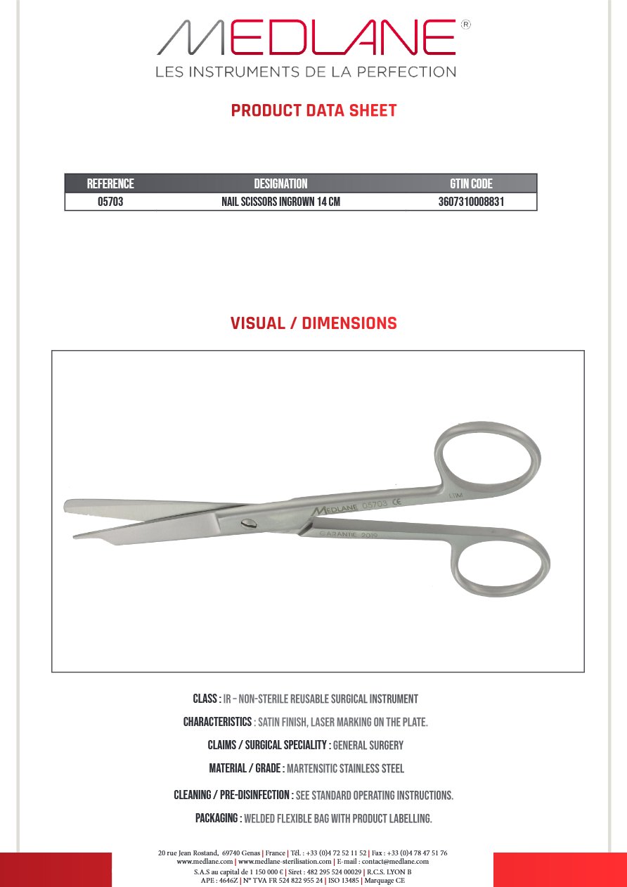 Ciseaux Ongles Incarnes 140 mm Droit — REF 05703P