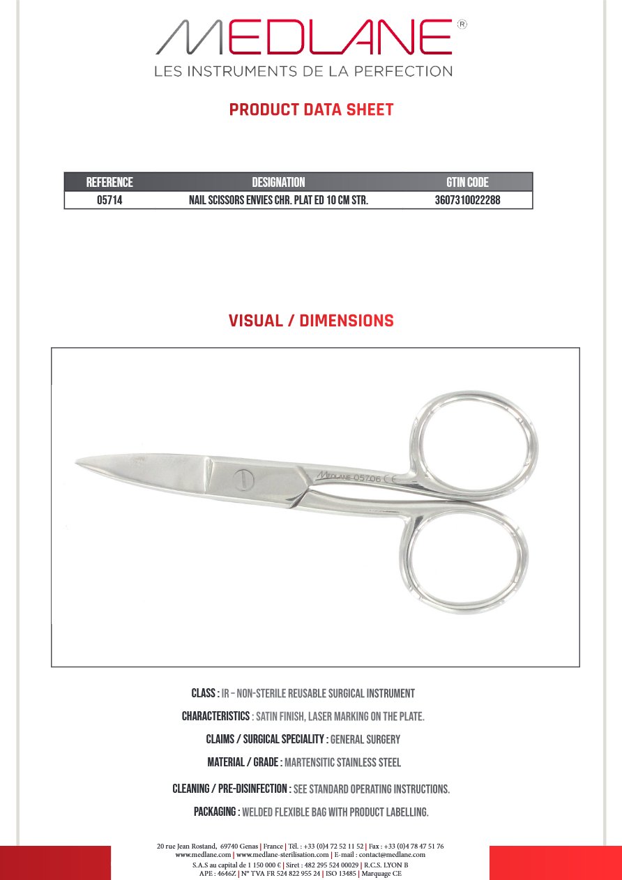 Ciseaux Ongles Envies Inox 100 mm Droit — REF 05714P