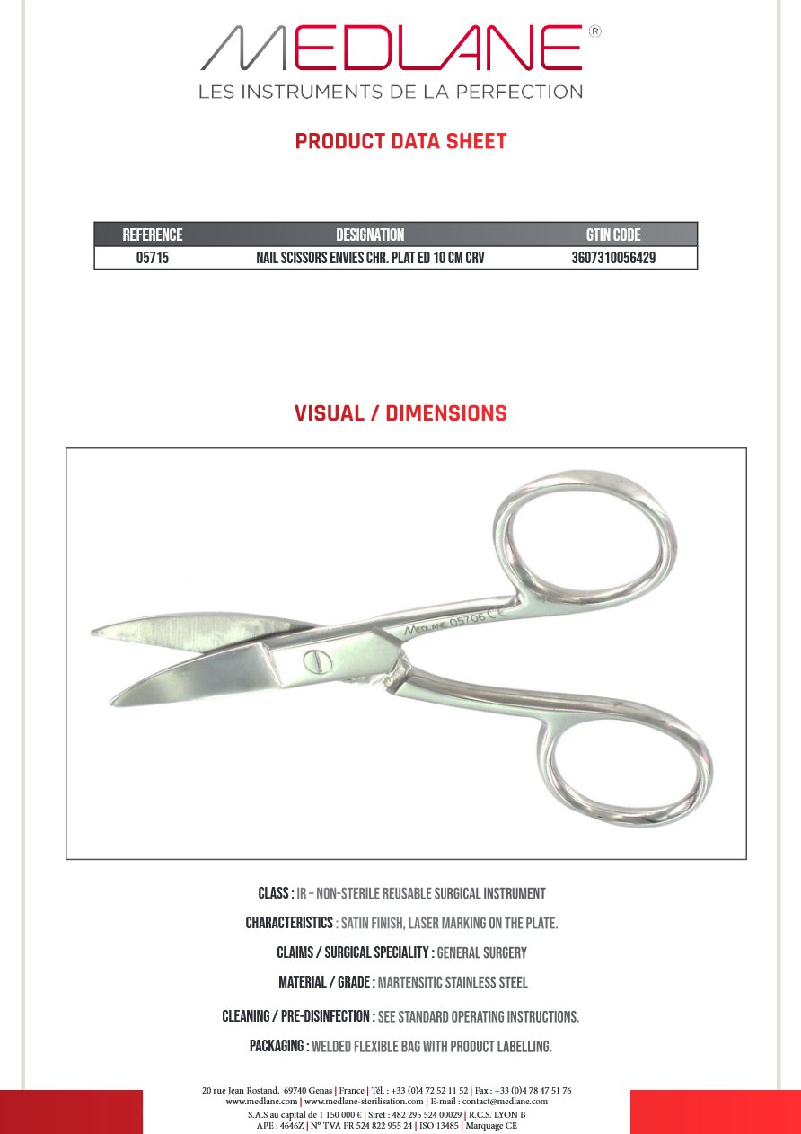Ciseaux Ongles Envies Inox 100 mm Courbe — REF 05715P