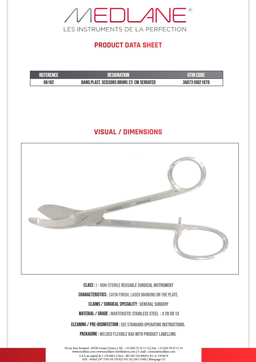 Ciseaux Pansement-platre Bruns 230 mm Crante — REF 06102P