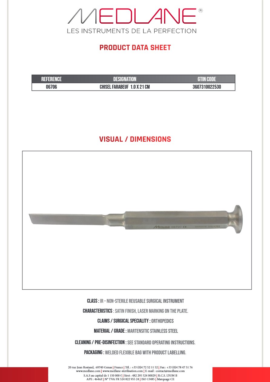Ciseaux Os Burin Farabeuf 10 X 210 mm — REF 06706P