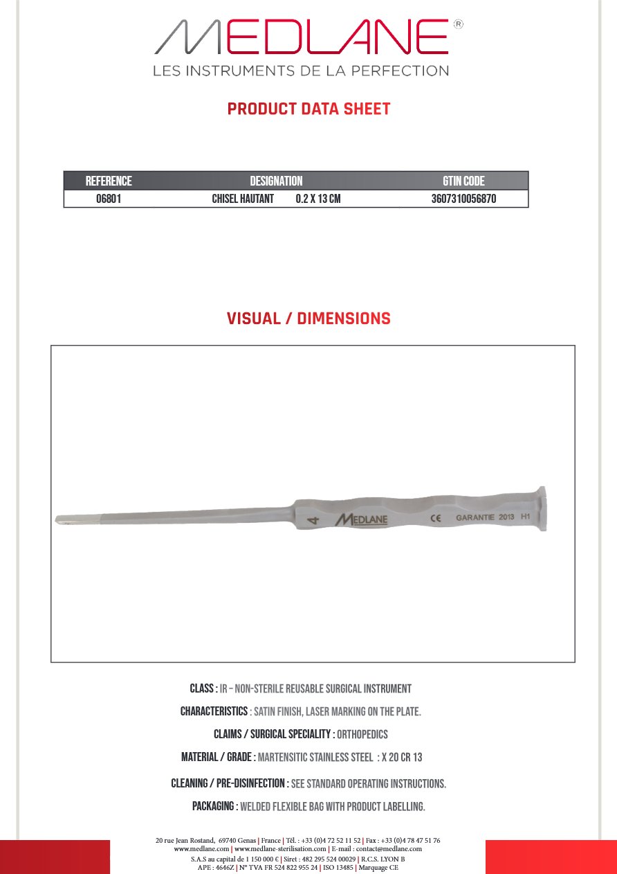 Ciseaux Os Burin Hautant 2 X 130 mm — REF 06801P