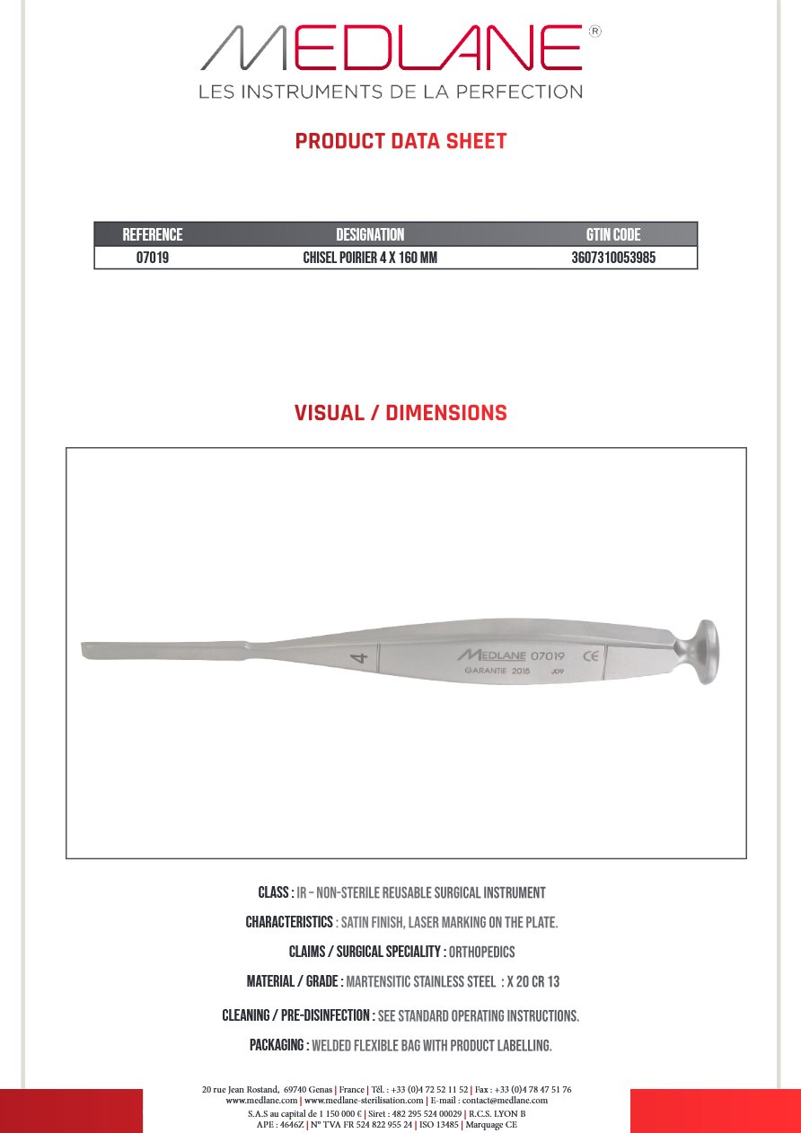 Chisel Poirier 4 X 160 Mm — REF 07019P