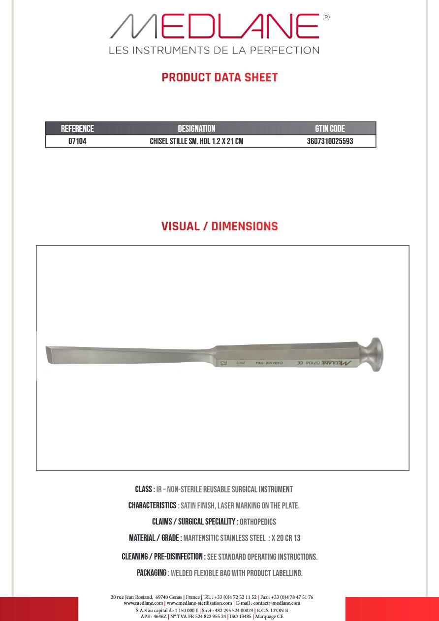 Ciseaux Os Burin Stille Petit Manche 12 X 210 mm — REF 07104P