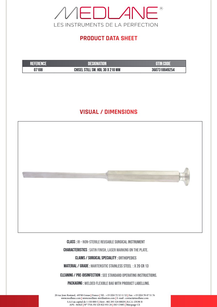 Chisel Still Sm. Hdl 30 X 210 Mm — REF 07108P