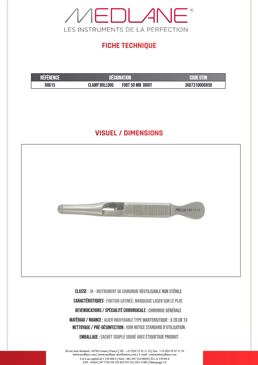 Clamp Bulldog Fort 50 mm Droit — REF 08615P