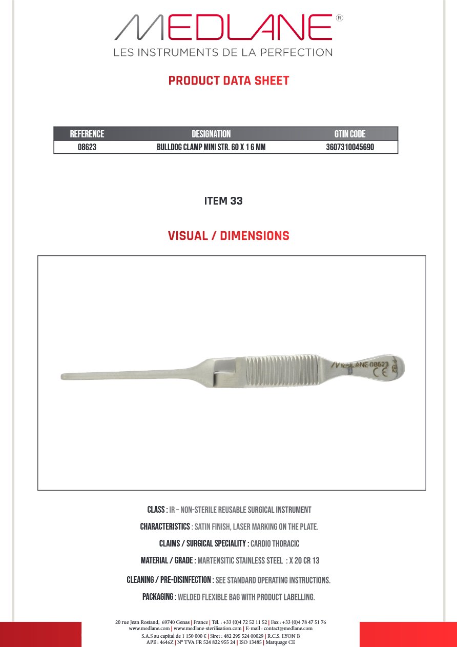 Clamp Bulldog Mini Droit 60 X 16 mm — REF 08623P