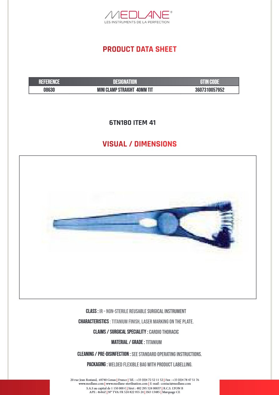 Clamp Bulldog Glover Mini Droit 40 mm Mors Strie Titane — REF 08630