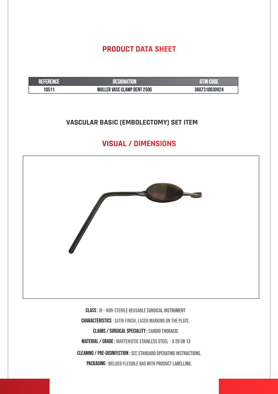 Photo produit MEDLANE : Clamp Vasculaire Muller Coude 250G, référence 10511