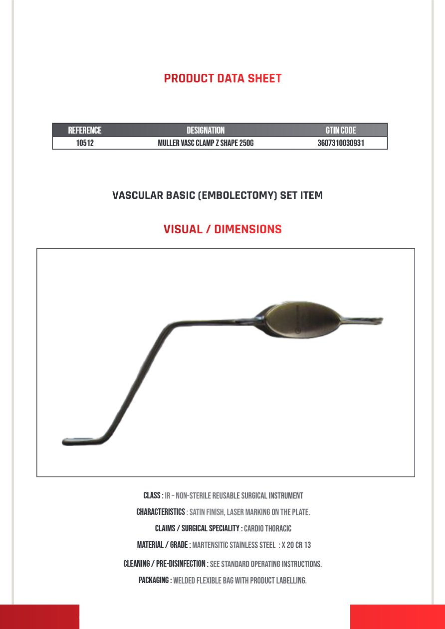Clamp Vasculaire Muller Coude En Z 250G — REF 10512