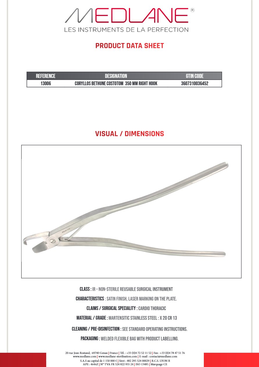 Rib Shear Coryllos Beth. 35 cm hook / Right — REF 13006