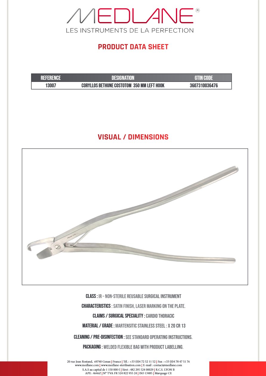 Rib Shear Coryllos Beth. 35 cm hook / Left — REF 13007