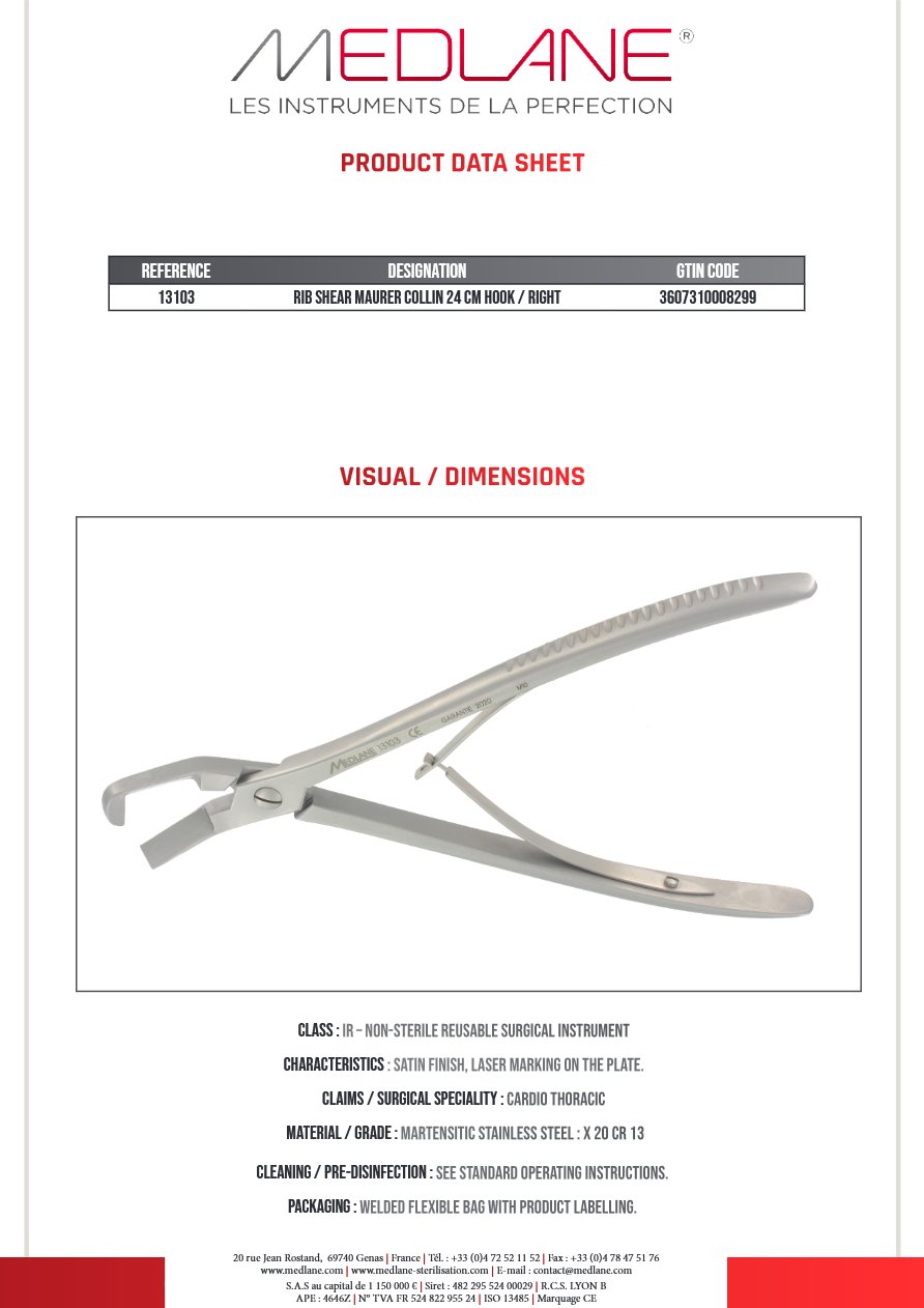 Costotome Maurer Collin 240 mm Crochet a Droite — 13103P