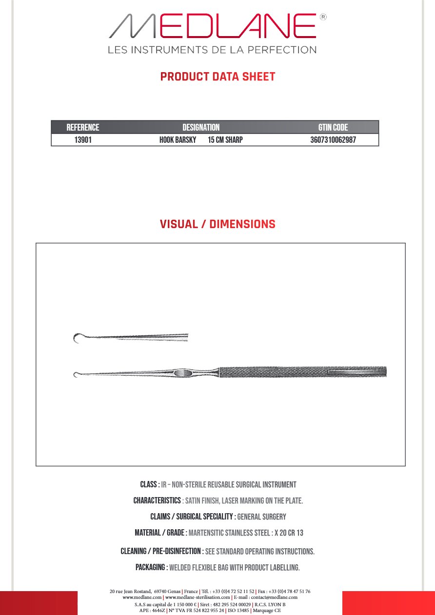 Crochet Barsky 150 mm Pointu — REF 13901