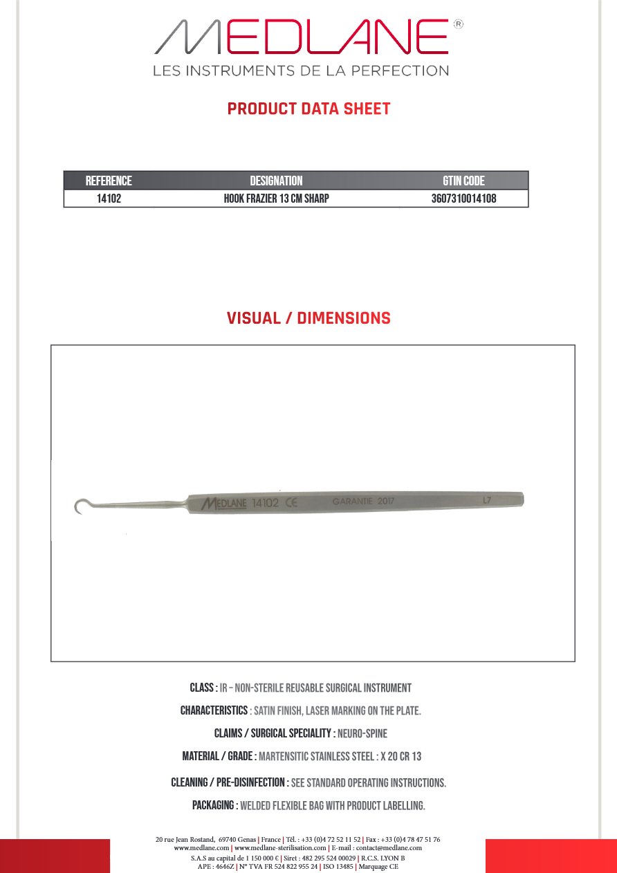 Crochet Frazier 130 mm Pointu — REF 14102