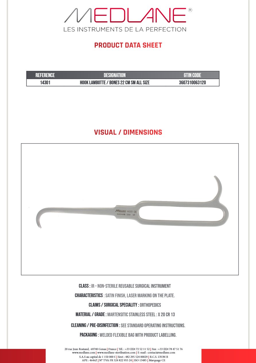 Crochet Lambotte 220 mm Petit Modele — REF 14301P