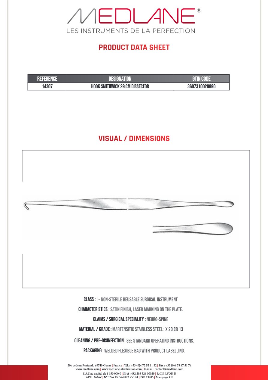 Crochet Smithwick 290 mm Dissecteur — REF 14307