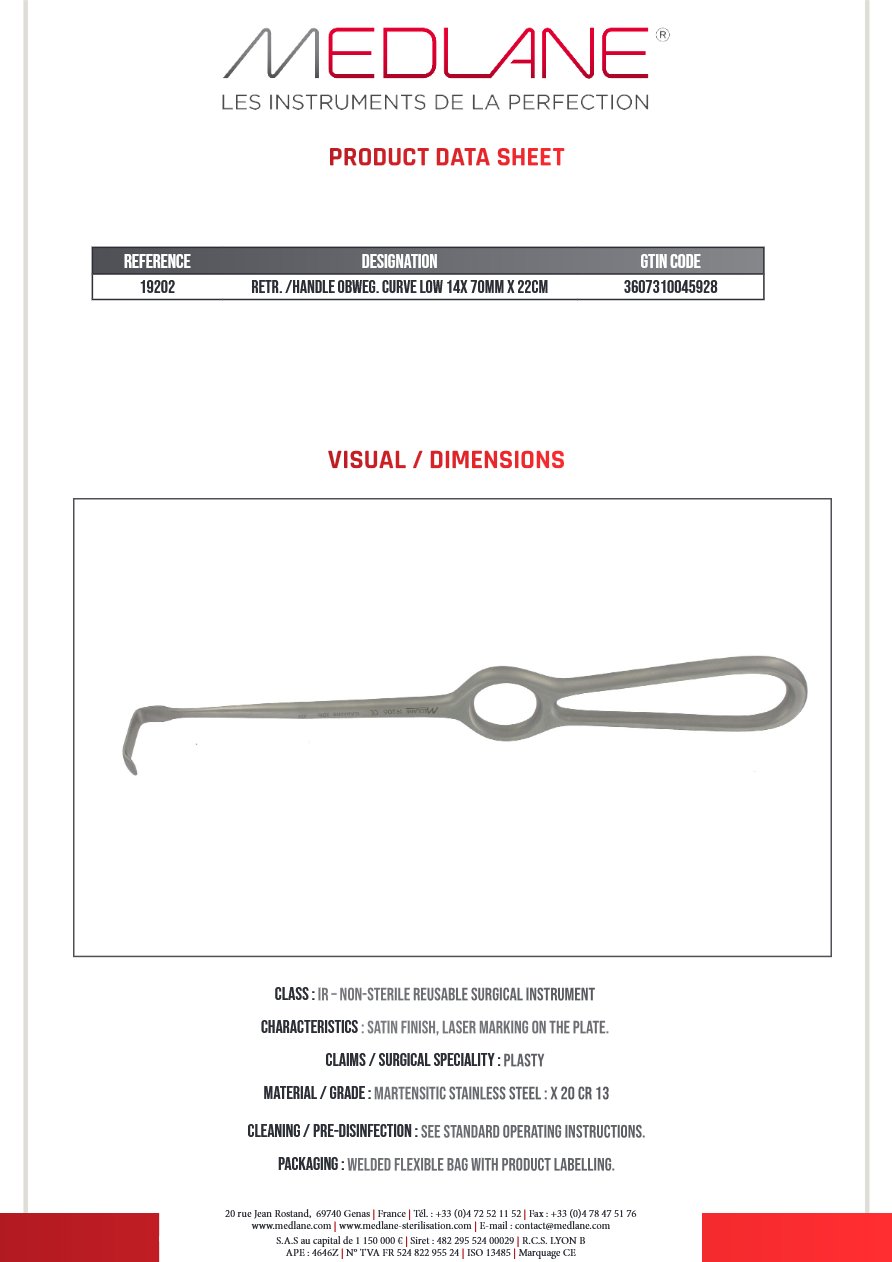 Ecarteur /manche Obwegeser Courbes Bas 14.0X70 220 mm — REF 19202
