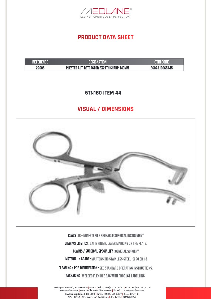 Ecarteur Autostatique plester 2X2 Griffes Pointu 140MM — REF 22605