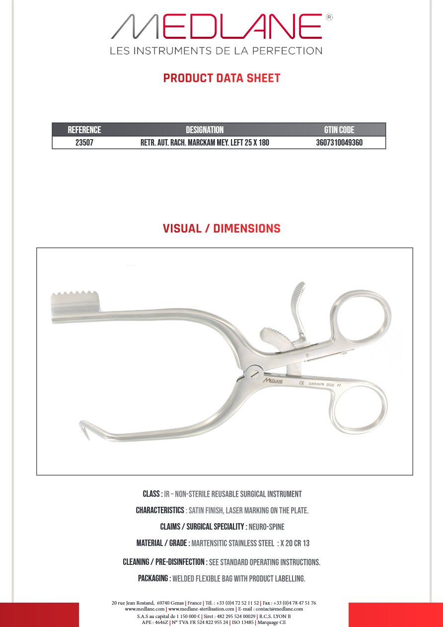 Ecarteur Autostatique rachis Marckam Mey. Valve a Gch 25 X 180 — REF 23507