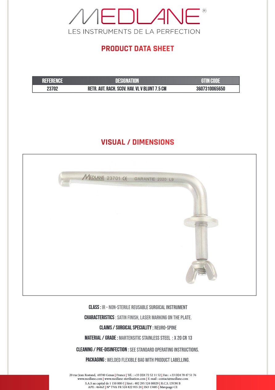 Ecarteur Autostatique rachis Scoville Haverfield Valve Mousse 75 mm — REF 23702