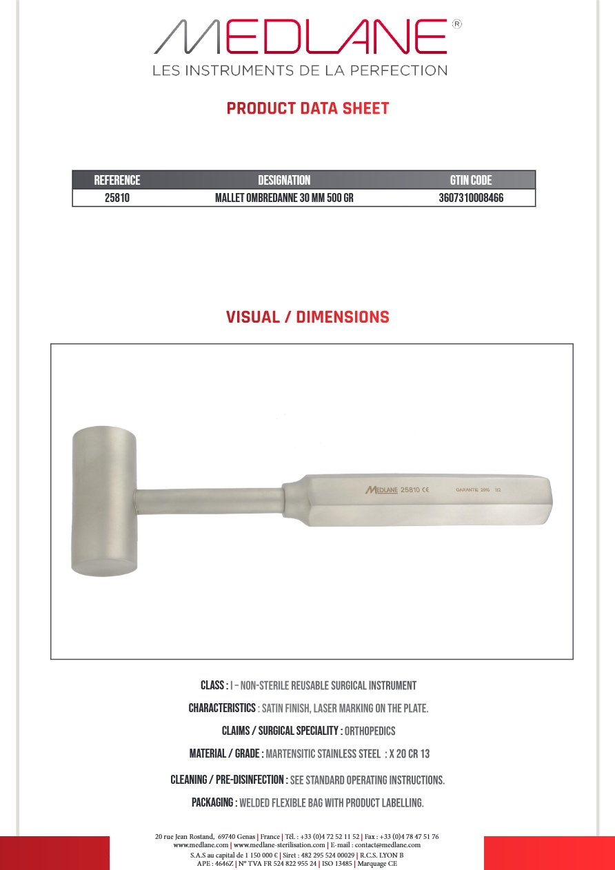 Masse Ombredanne 230MM Diamètre 30 mm 500 Griffes — 25810P