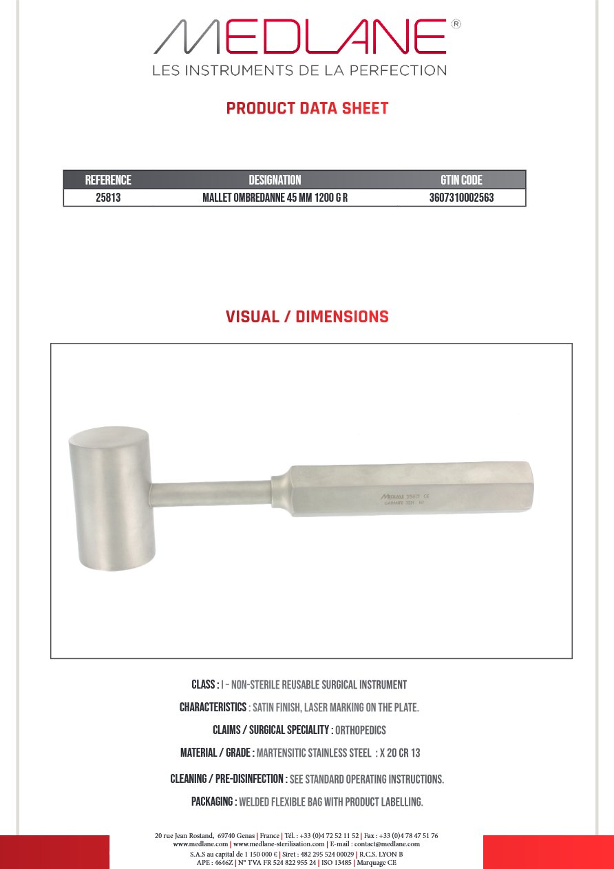 Masse Ombredanne 230MM Diamètre 45 mm 1200 Griffes — REF 25813P