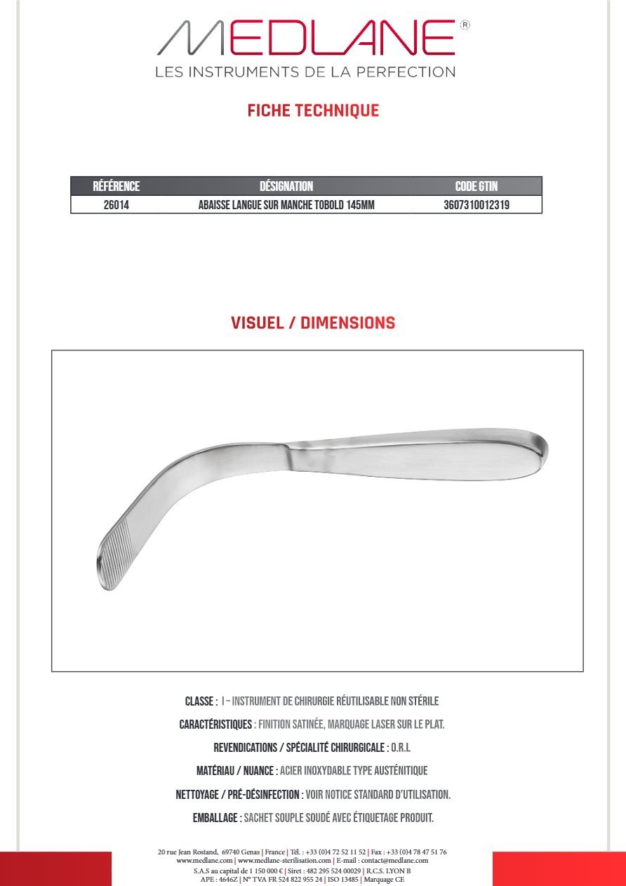 Abaisse Langue sur Manche Tobold 145MM — REF 26014