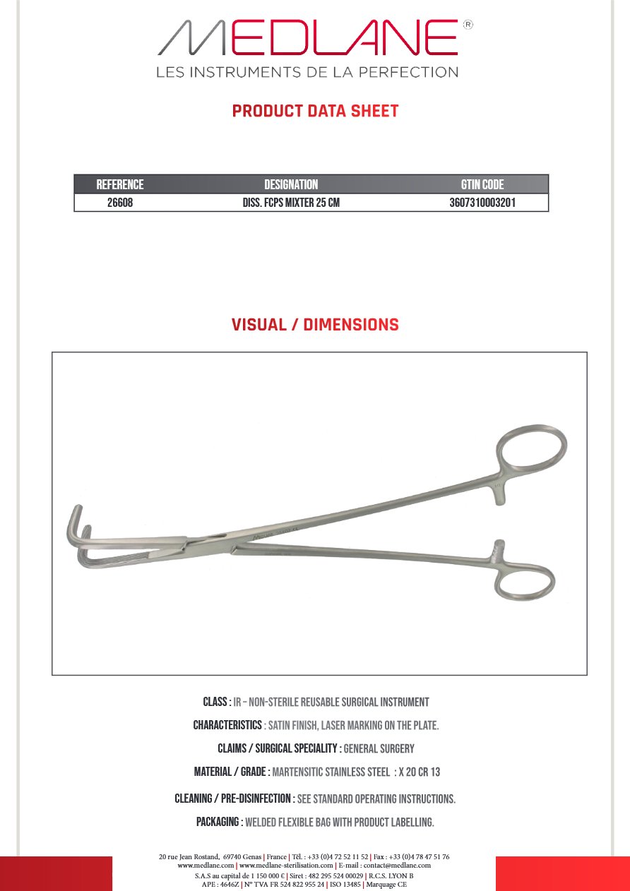 Photo produit MEDLANE : Passe Fils Mixter 250 mm, référence 26608