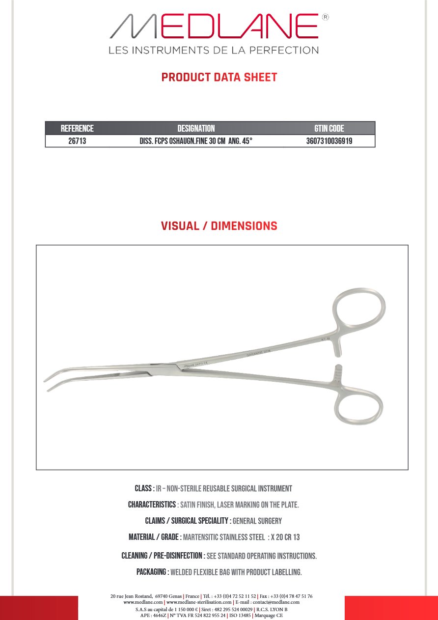 Passe Fils O'Shaugnessy fin 300 mm Coudé 45° — REF 26713P
