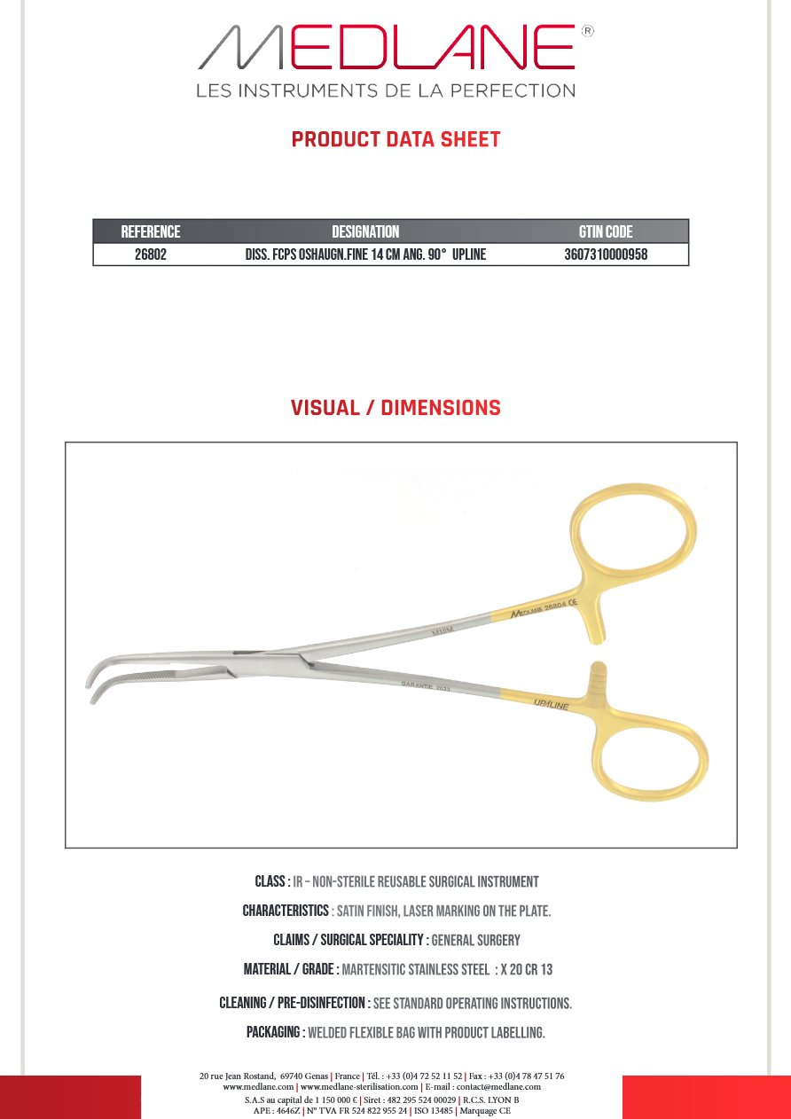 Passe Fils O'Shaugnessy fin 140 mm Coudé 90° Upline — REF 26802P