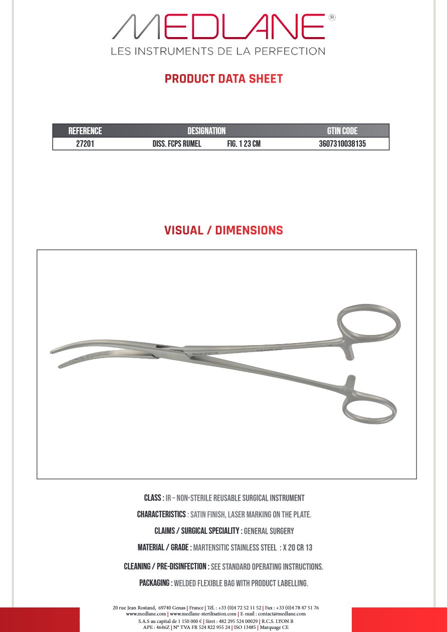 Photo produit MEDLANE : Passe Fils Rumel 230 mm Figure 1, référence 27201P