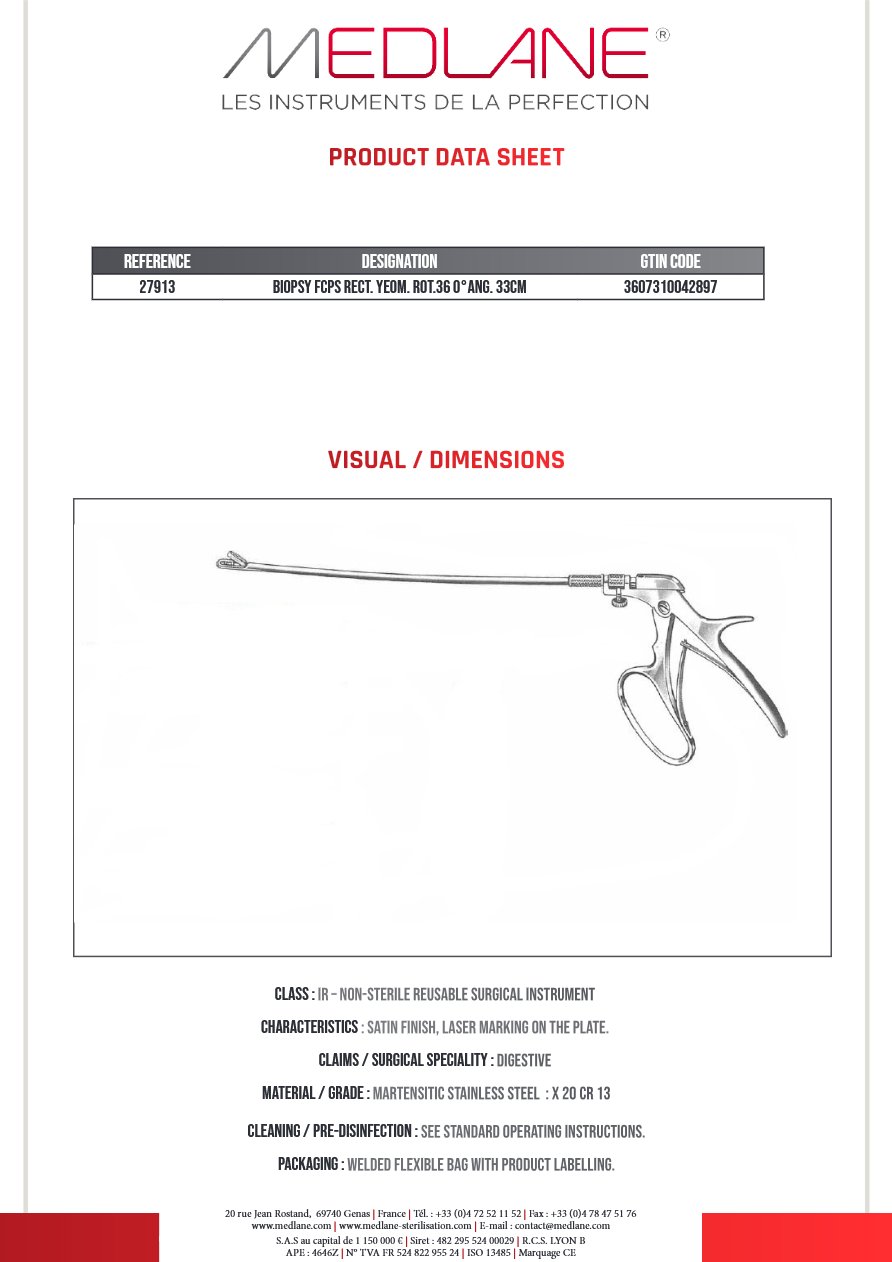 Pince Biopsie Rectal Yeoman Rotatif 360°cde 330MM — REF 27913
