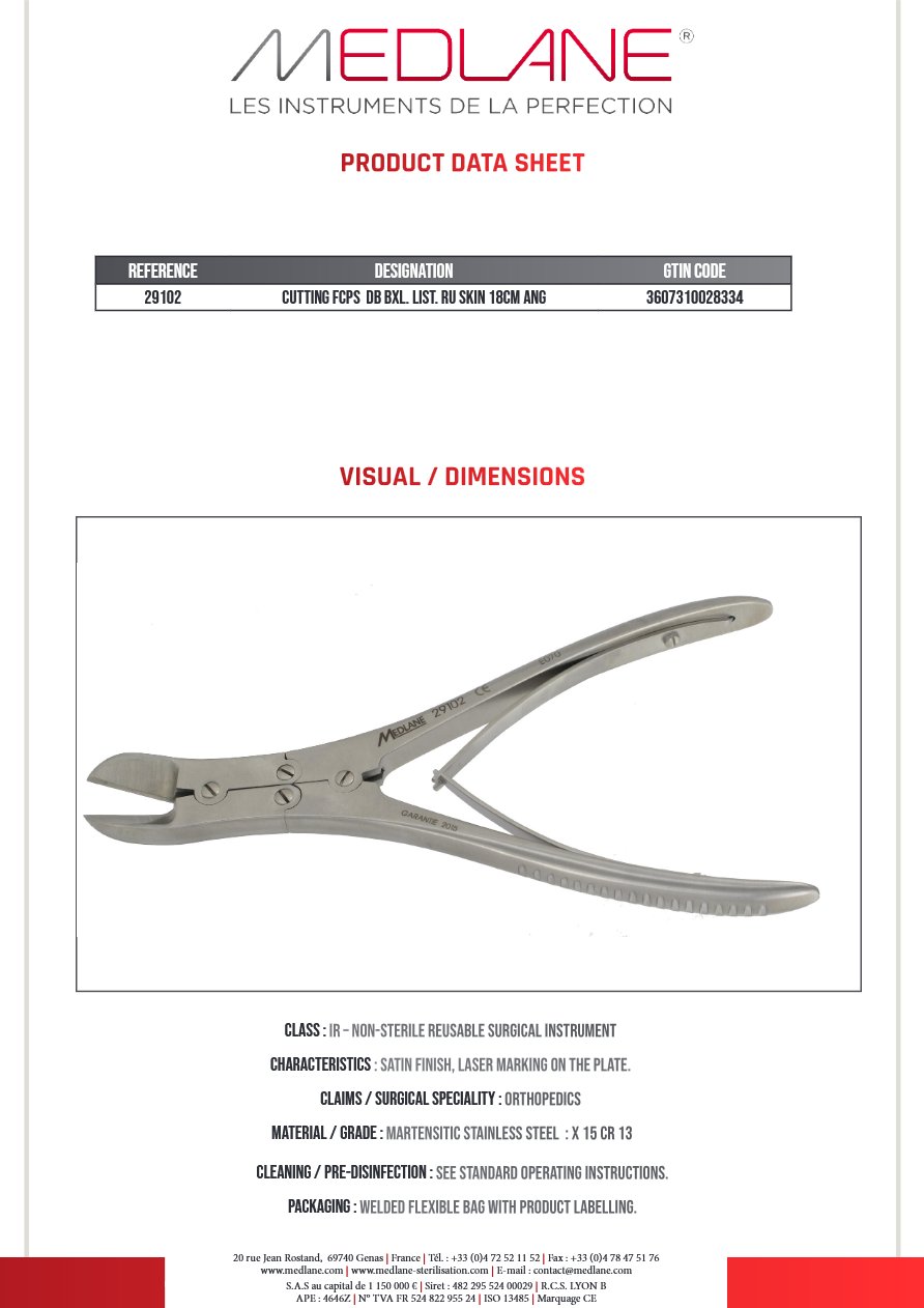Pince Coupante Double Articulation Liston Ruskin 180 mm Coudé — REF 29102P