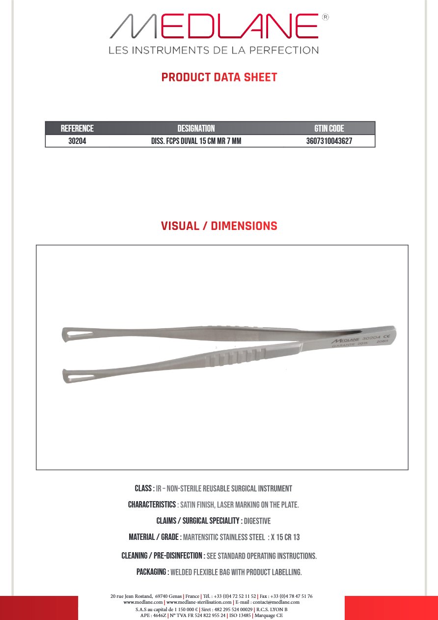 Pince Diss. Duval 150 mm Mr 7 mm — REF 30204