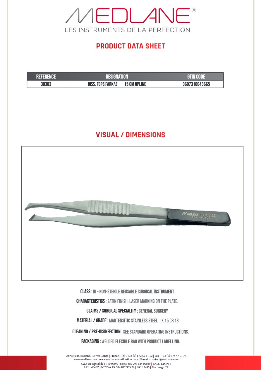 Pince Dissection Farkas 150 mm Upline — REF 30303