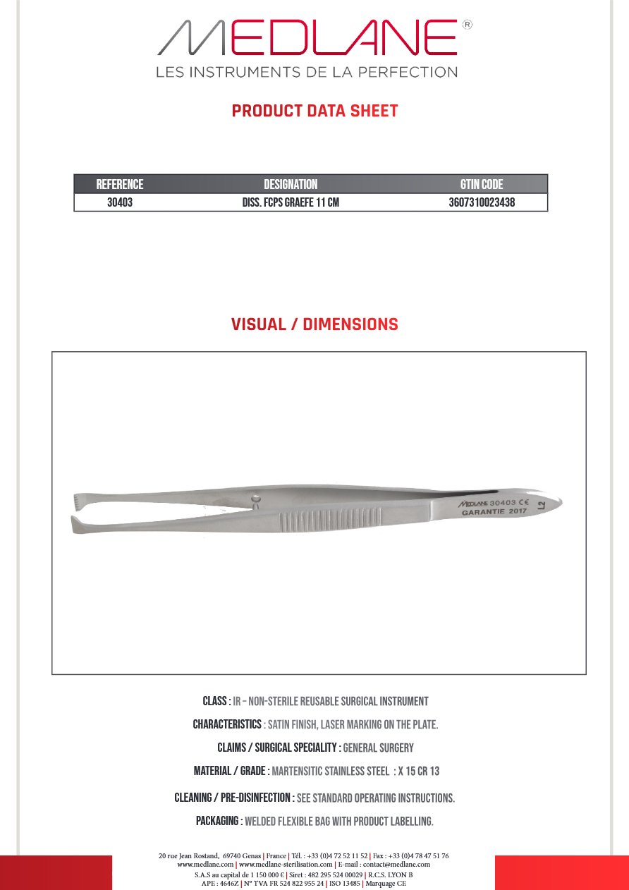 Pince Diss. Graefe 110 mm — REF 30403P