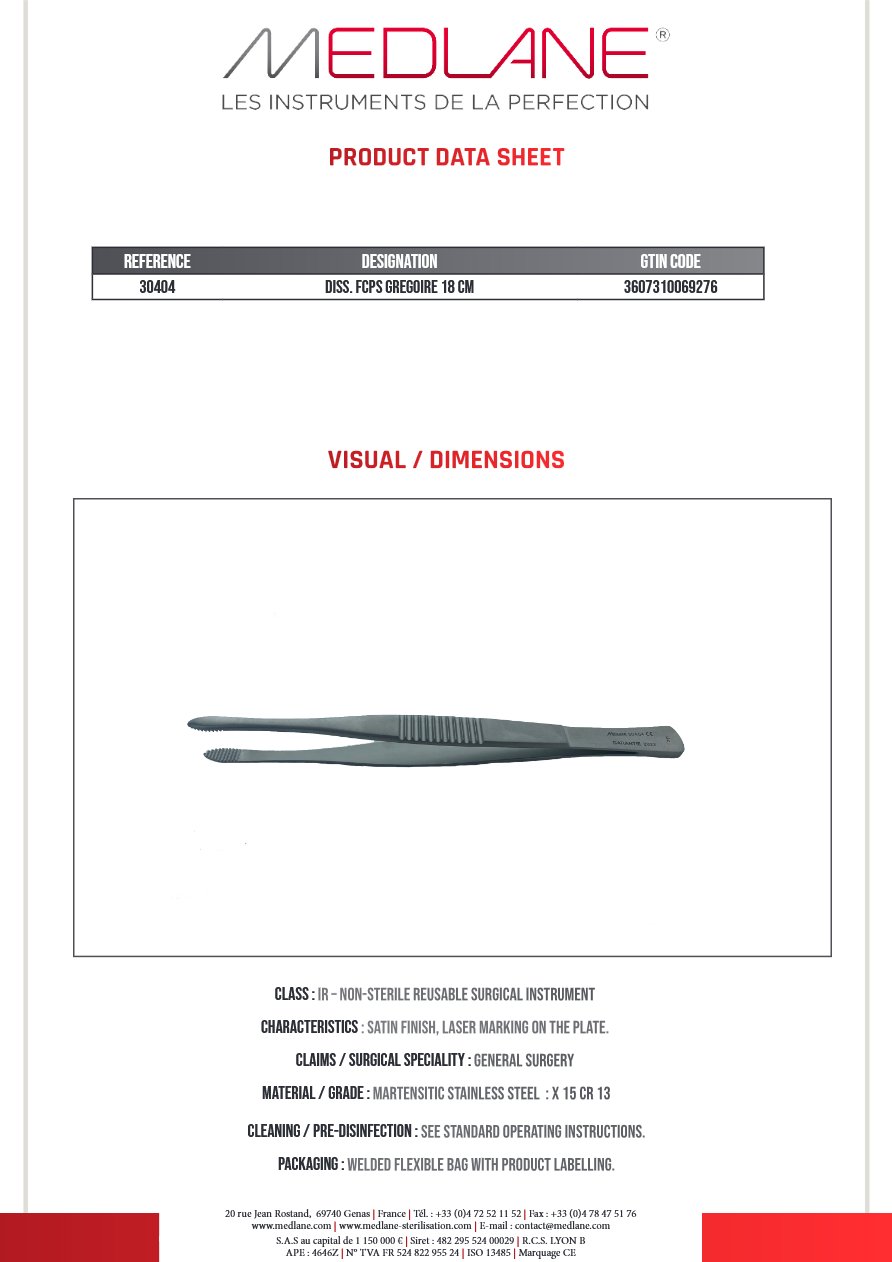 Pince Diss. Gregoire 180 mm — REF 30404