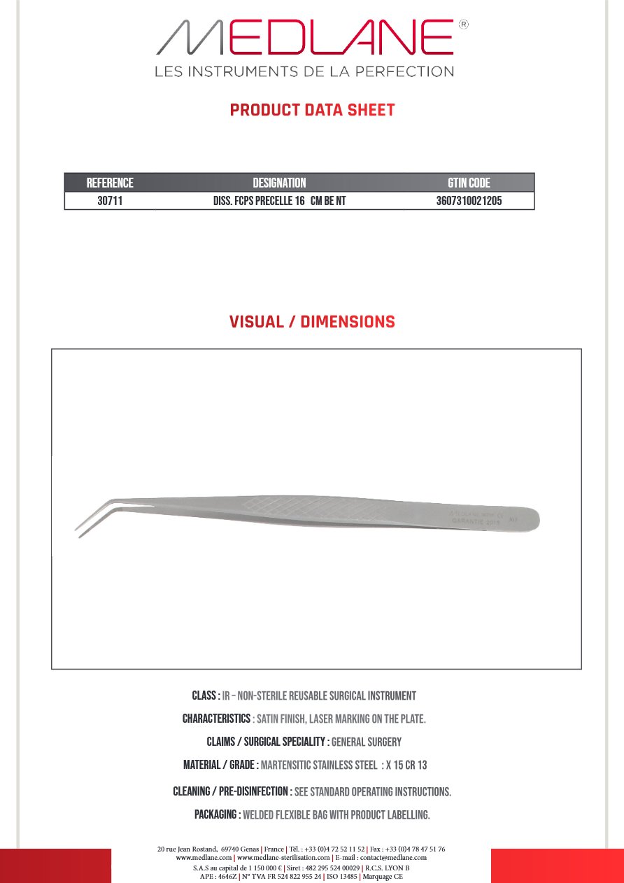 Pince Diss. Precelle 160 mm Coudee — REF 30711P