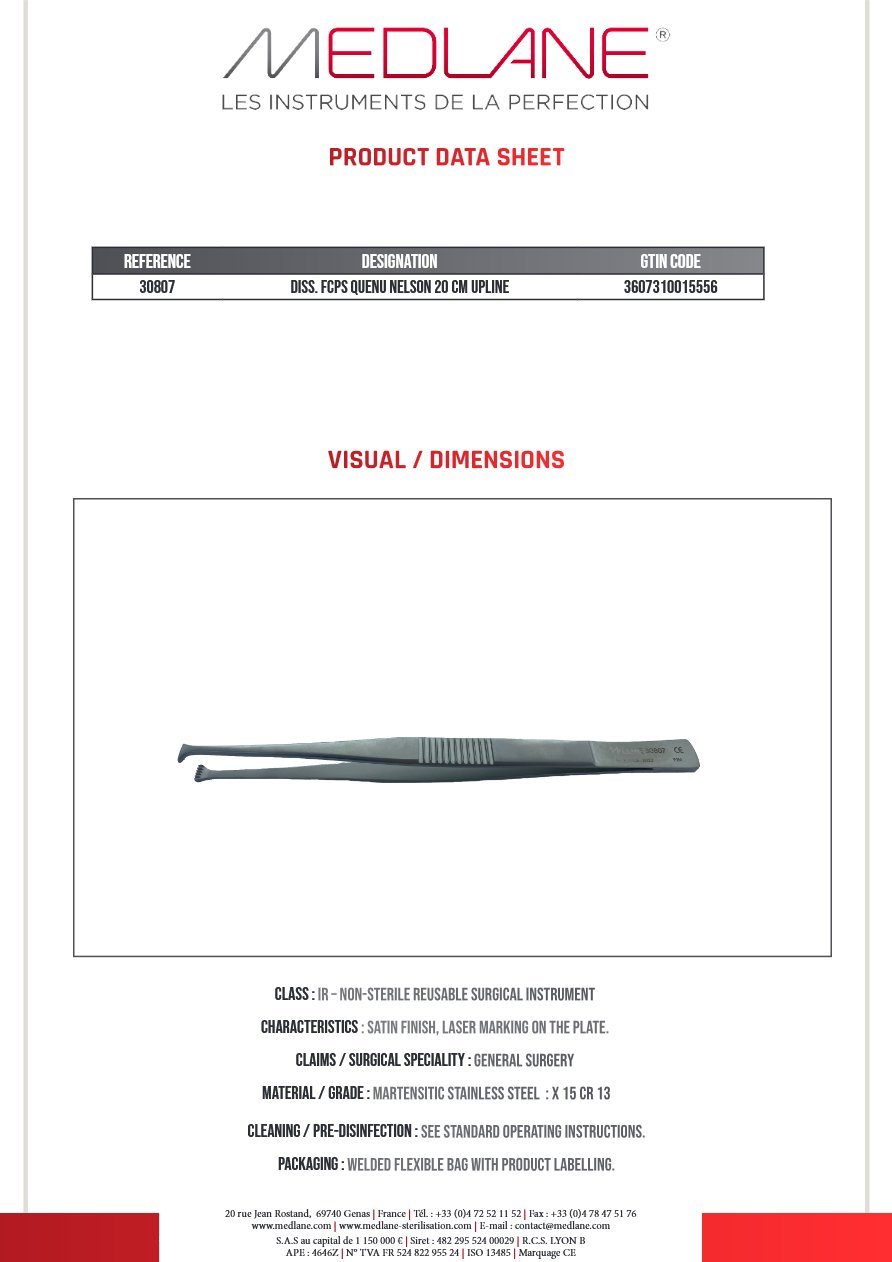 Pince Dissection Quenu Nelson 200 mm Upline — REF 30807