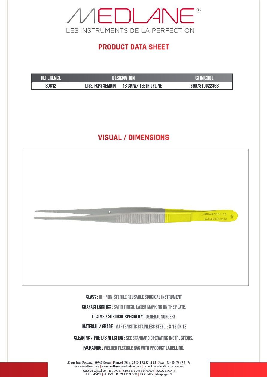 Pince Dissection Semkin 130 mm a Griffes upline — REF 30812