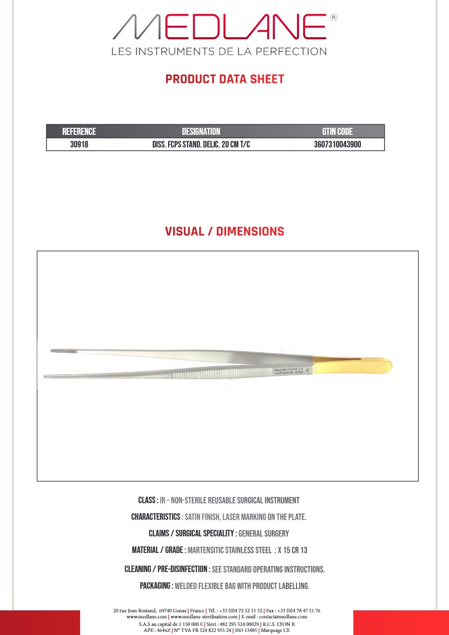 Pince Diss. Stand Delic 200 mm Tungst — REF 30918P