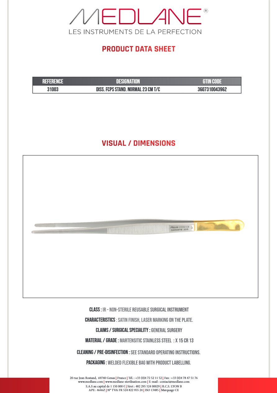 Pince Diss. Stand Norma 230 mm Tungst — REF 31003P