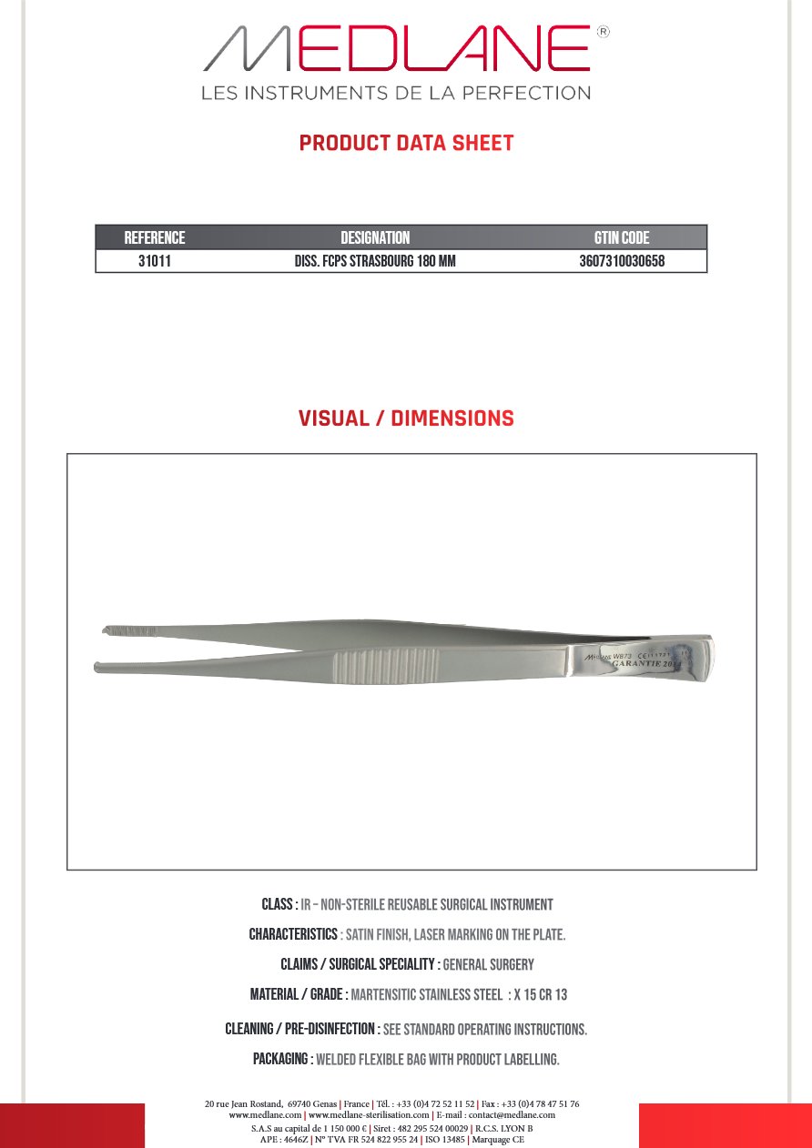 Pince Diss. Strasbourg 180 mm — REF 31011P