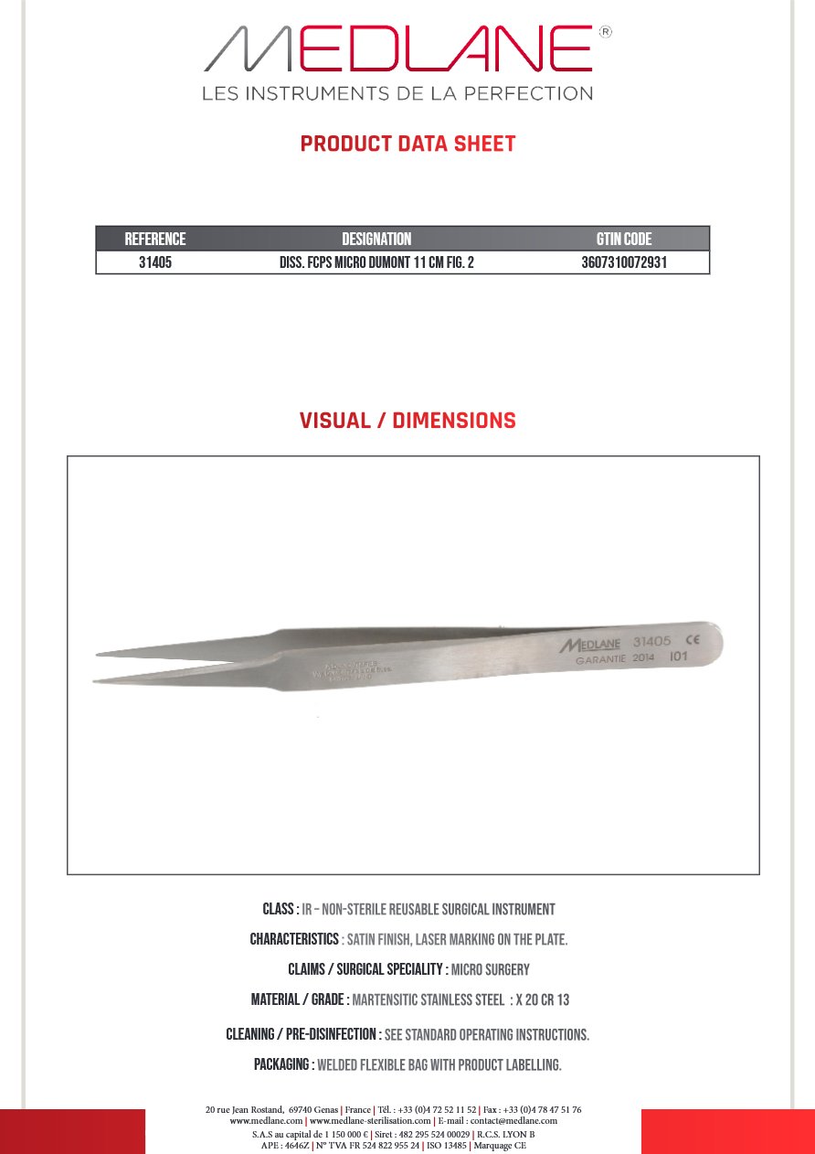 Pince Diss. Micro Dumont 110 mm Fig. 2 - REF 31405